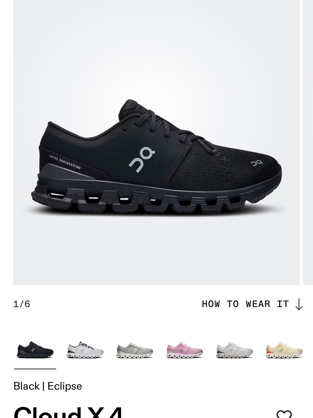 On Running Cloud X4 Black Athletic Shoe